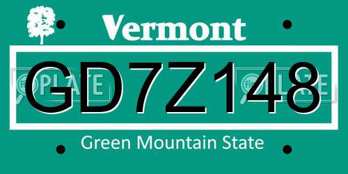 GD7Z148 Vermont License Plate