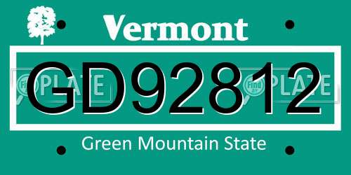 GD92812 Vermont License Plate