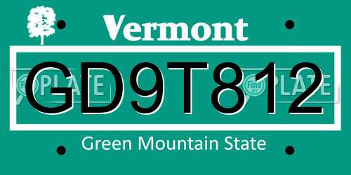 GD9T812 Vermont License Plate
