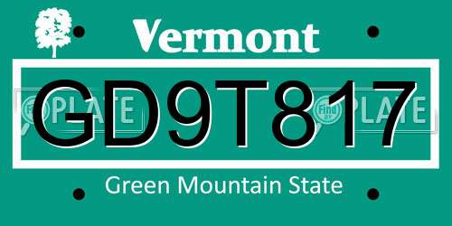 GD9T817 Vermont License Plate