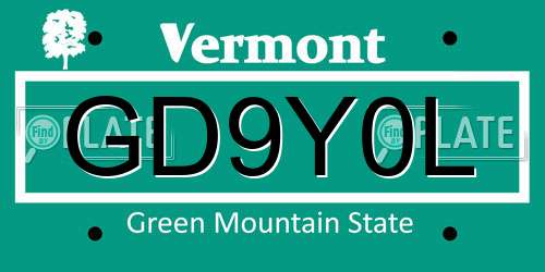 GD9Y0L Vermont License Plate
