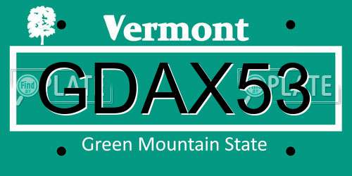 GDAX53 Vermont License Plate