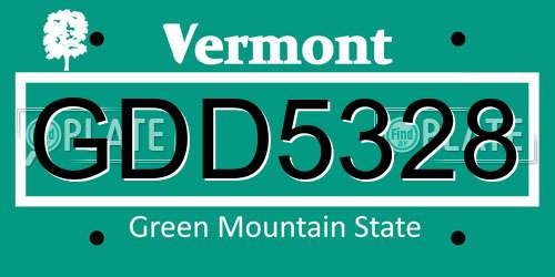 GDD5328 Vermont License Plate