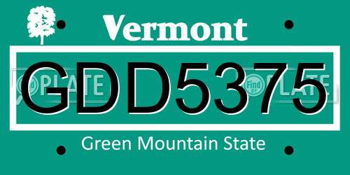 GDD5375 Vermont License Plate