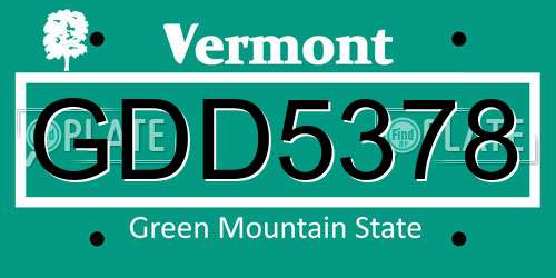 GDD5378 Vermont License Plate