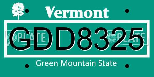 GDD8325 Vermont License Plate