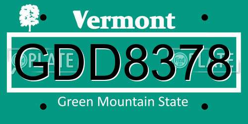 GDD8378 Vermont License Plate