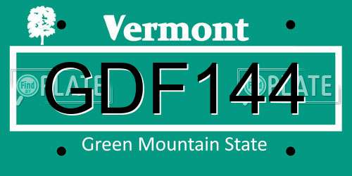 GDF144 Vermont License Plate