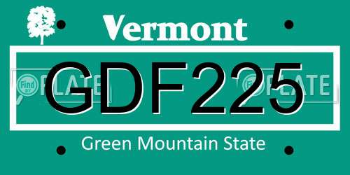 GDF225 Vermont License Plate