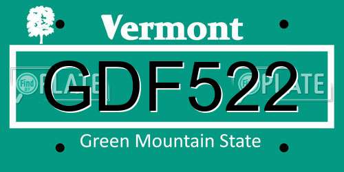 GDF522 Vermont License Plate