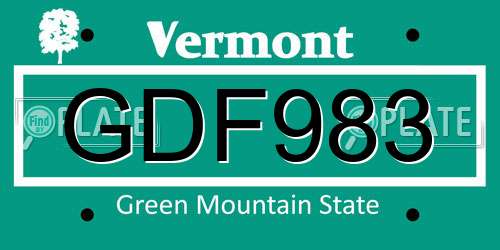 GDF983 Vermont License Plate
