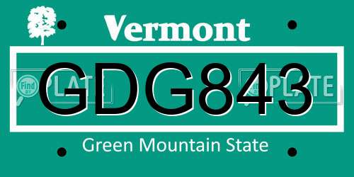 GDG843 Vermont License Plate