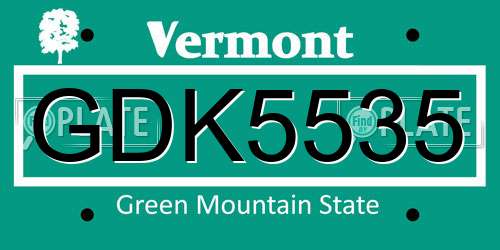 GDK5535 Vermont License Plate