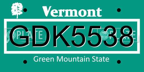 GDK5538 Vermont License Plate