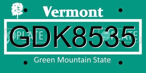GDK8535 Vermont License Plate
