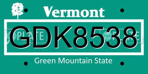 GDK8538 Vermont License Plate