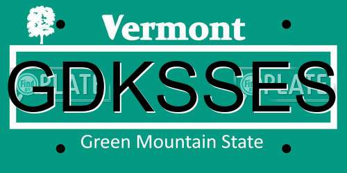 GDKSSES Vermont License Plate