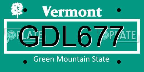GDL677 Vermont License Plate