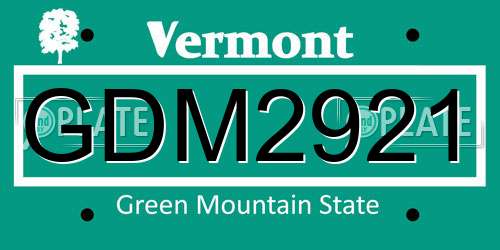 GDM2921 Vermont License Plate