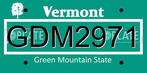 GDM2971 Vermont License Plate