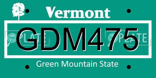 GDM475 Vermont License Plate