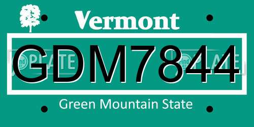 GDM7844 Vermont License Plate