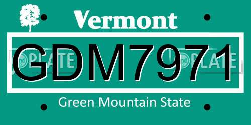 GDM7971 Vermont License Plate