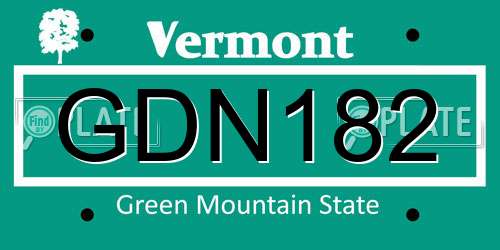 GDN182 Vermont License Plate