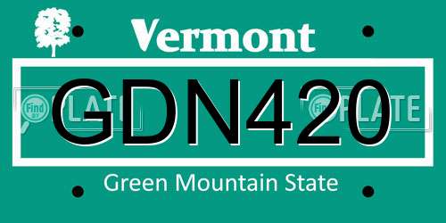 GDN420 Vermont License Plate