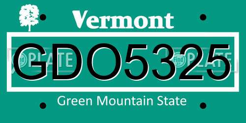 GDO5325 Vermont License Plate