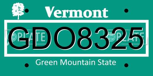 GDO8325 Vermont License Plate