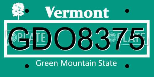 GDO8375 Vermont License Plate