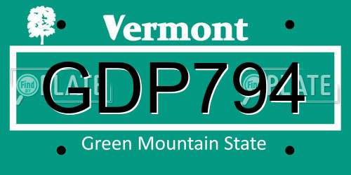 GDP794 Vermont License Plate