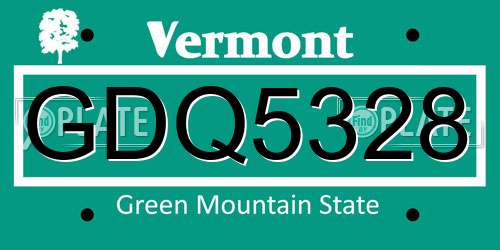 GDQ5328 Vermont License Plate