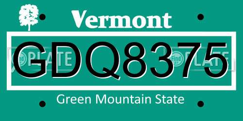 GDQ8375 Vermont License Plate