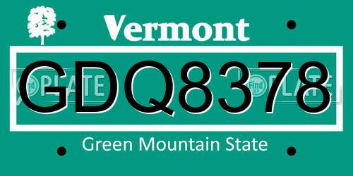 GDQ8378 Vermont License Plate