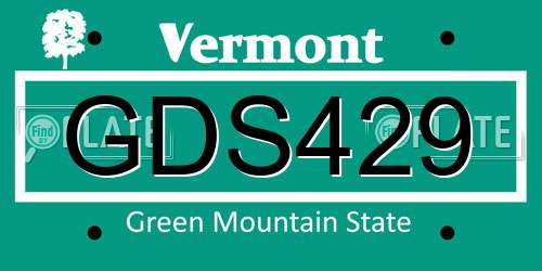 GDS429 Vermont License Plate