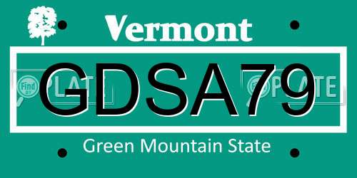 GDSA79 Vermont License Plate