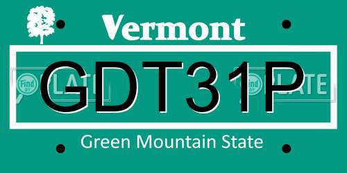 GDT31P Vermont License Plate