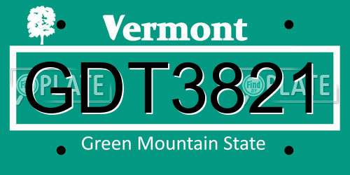 GDT3821 Vermont License Plate