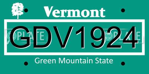 GDV1924 Vermont License Plate