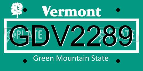 GDV2289 Vermont License Plate