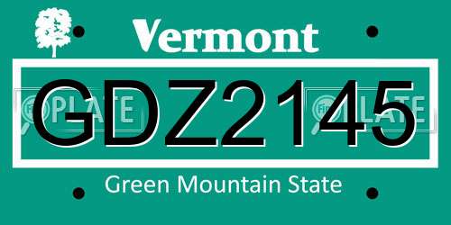 GDZ2145 Vermont License Plate