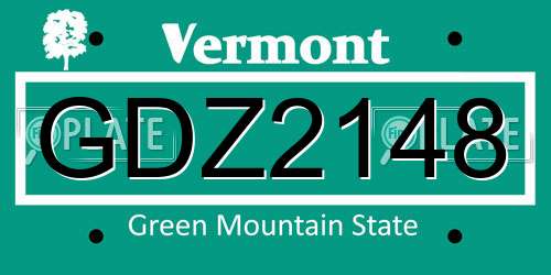 GDZ2148 Vermont License Plate