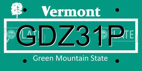 GDZ31P Vermont License Plate