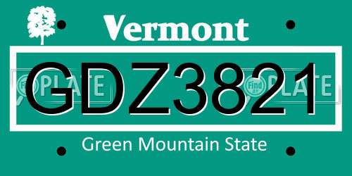 GDZ3821 Vermont License Plate