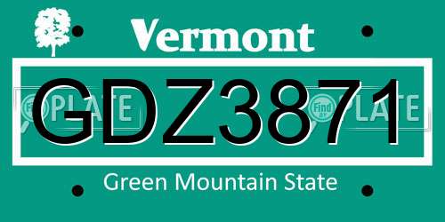 GDZ3871 Vermont License Plate