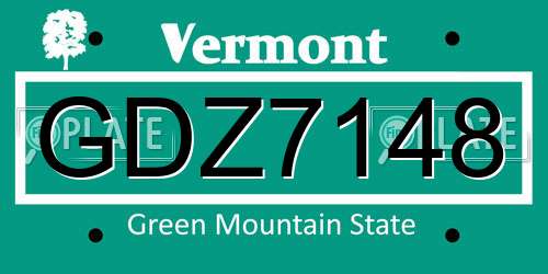 GDZ7148 Vermont License Plate