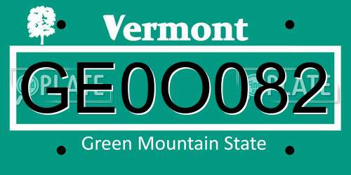 GE0O082 Vermont License Plate