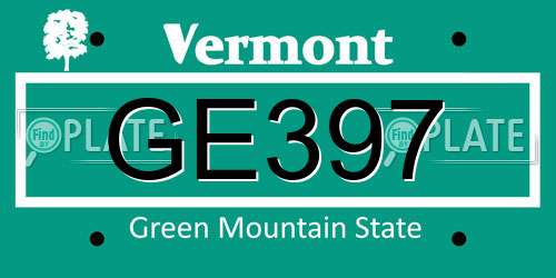GE397 Vermont License Plate